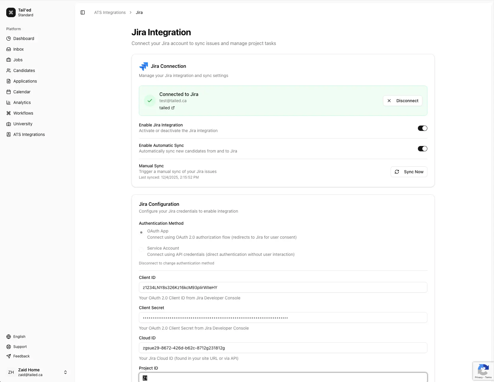 Jira integration workflow