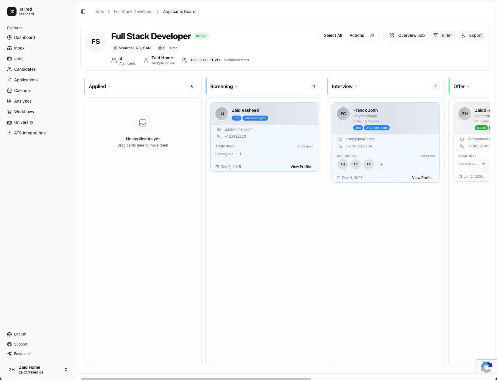 Kanban Application Tracking System
